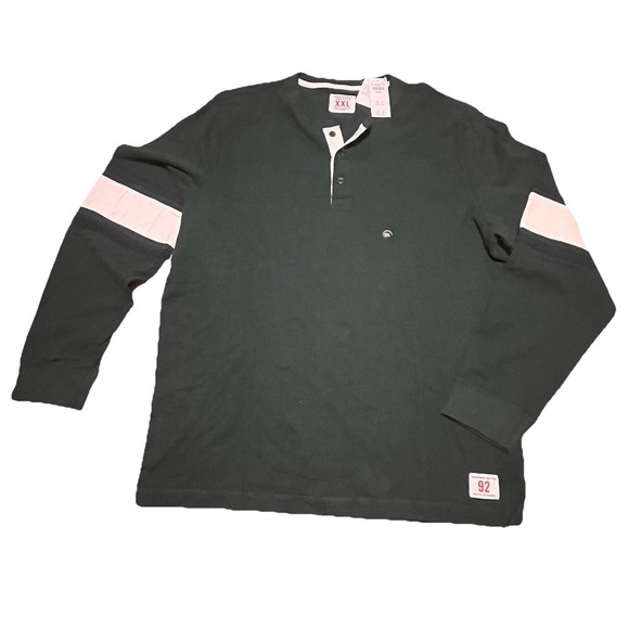 NWT Abercrombie Fitch Mens 2XL Henley‎ Long Stripe Sleeve Athletic Dept Heavy - Picture 1 of 5